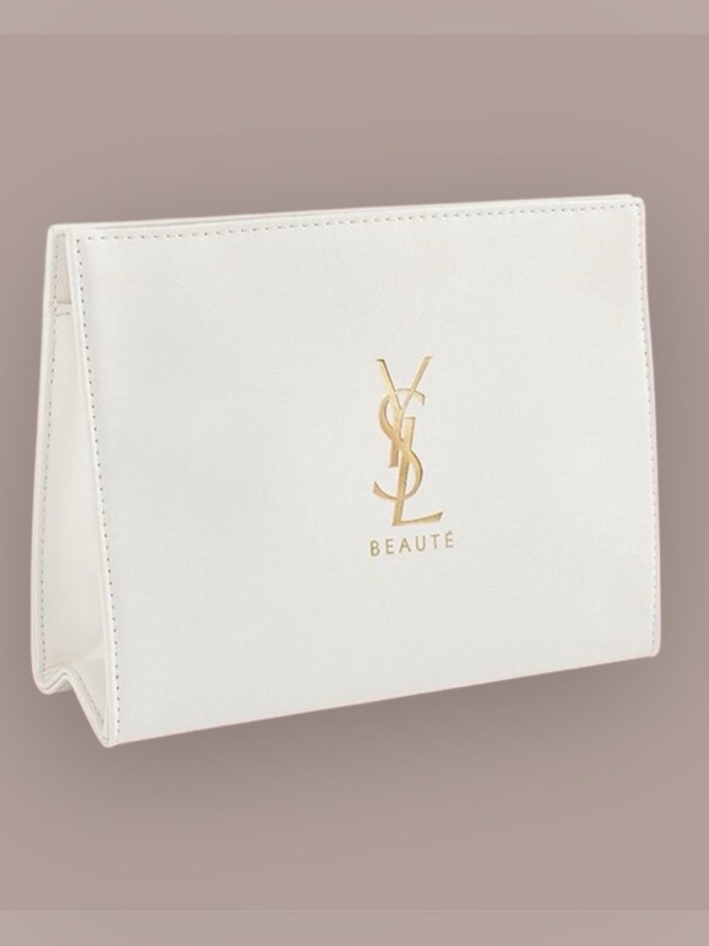 White Faux-Leather YSL (Yves Saint Laurent) Beauty Cosmetic-Makeup Vanity Bag